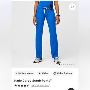 Figs Kade Cargo Boot-Cut Scrub Pants in Electric Blue